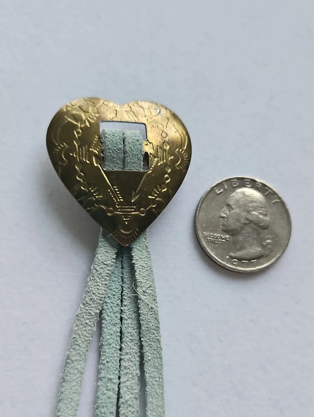 Vintage Brass Heart Tassel Pendant